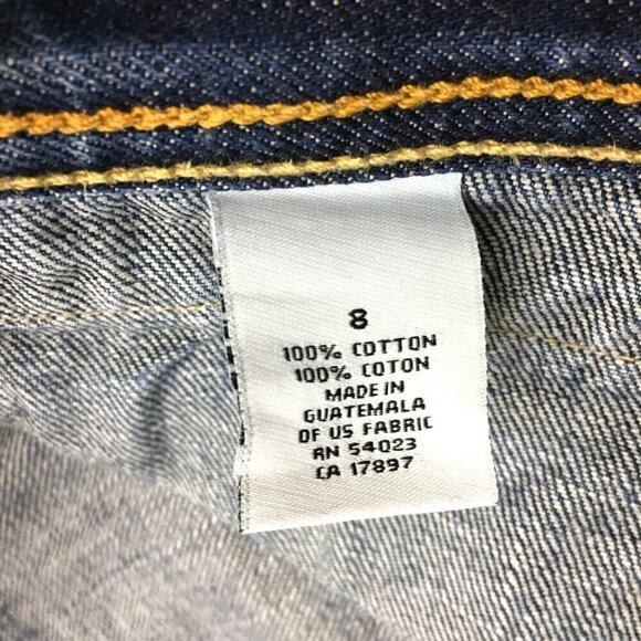 Old Navy Jeans Slim Boot Button Fly Ultra Low Rise Distressed size 8 length 32" - Picture 8 of 9